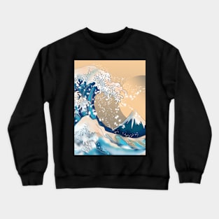 Wave off Kanagawa with a brown new moon Crewneck Sweatshirt